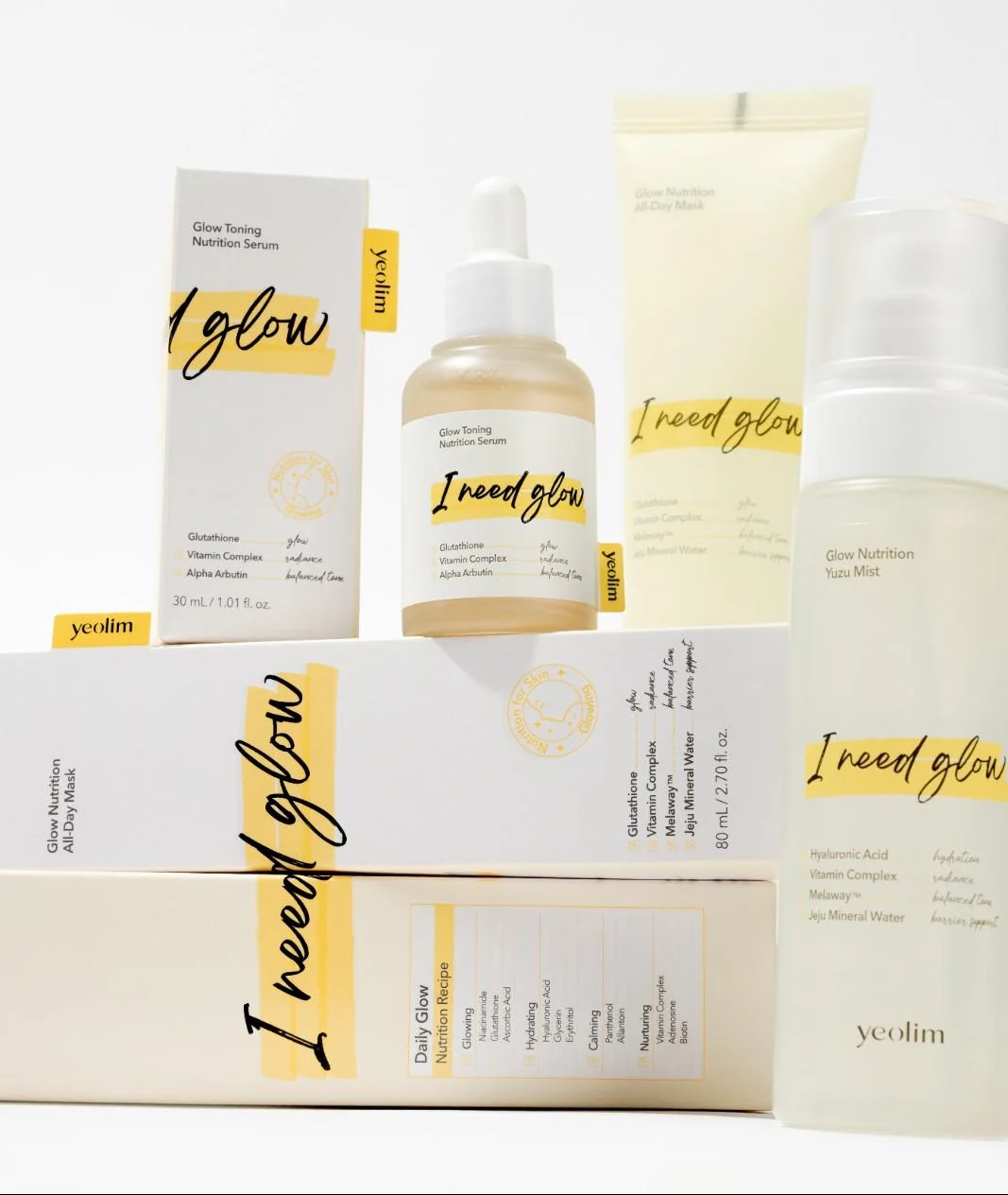 yeolim Yuzu Mist, Toning Serum and All-Day Mask with their boxes
